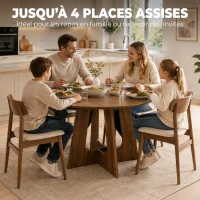 HOMCOM Table à manger ronde pour 4 personnes, Ø 110 x 73,5 cm, table de cuisine avec base croisée, marron(m-4)