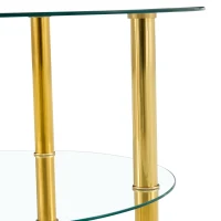 Table basse en verre à deux niveaux, design luxe discret, structure métallique robuste, 70x70x42 cm, Transparent(m-9)