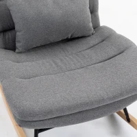HOMCOM Schommelstoel met linnenlook, lendenkussen, hoge rugleuning, breed zitvlak, extra dikke bekleding, lichtgrijs(m-12)