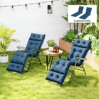Outsunny Set of Two 190 x 56cm Sun Lounger Cushions - Navy Blue(m-2)