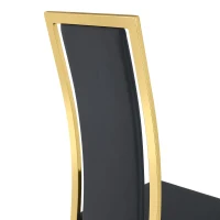 Chaise de salle à manger minimaliste européenne, bordure dorée 3D et dossier haut ergonomique, 44x42.7x109 cm, Noir+Doré(m-9)