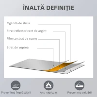 HOMCOM Oglindă de perete și de podea din lemn de pin cu cârlige incluse, 45x125cm(m-10)
