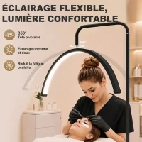HOMCOM Lampadaire LED demi-lune rotative 350°, lampadaire sur pied salon dimmable 36 W, 7 températures de couleur, noir(m-4)
