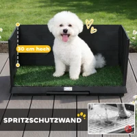 PawHut Hondentoilet 75 x 51 cm Hondentoilet met Kunstgras, Puppytoilet met Hoge Wanden, Uittrekbare Lade en Drainage Zwart(m-4)