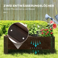 Outsunny verhoogd bed met behandeling van carbonisatie plantenbak plantenfolie met 2 lekgaten dennenhout verkoold 100 x 36,5 x 36 cm(m-6)