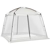 Outsunny Carpa de Jardín 3x3 m para 6-8 Personas con 4 Mosquiteras y 2 Puertas Protección UV50+ con Bolsa de Transporte Blanco