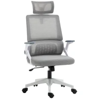 Vinsetto Fauteuil de bureau réglable tissu maille polyester dossier ergonomique inclinable pivotant Gris(m-1)