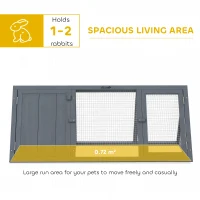 PawHut Rabbit Hutch, Wooden Guinea Pig Hutch with Run and Doors, Outdoor Triangle Bunny House for Rabbits,Duck and Chicken(m-4)