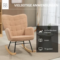 HOMCOM Schommelstoel in retrodesign, massief hout, fauteuil, relaxfauteuil, 98 cm x 71 cm x 101 cm, bruin(m-4)
