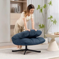 HOMCOM Draaibare Accentstoel, moderne loungefauteuil zonder armleuningen met stalen poten, donkerblauw(m-8)