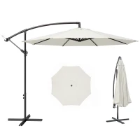 Outsunny Parasol afneembare zwevende parasol zwengelparasol met handkruk crème(m-15)