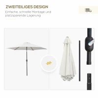 Outsunny Knikparasol zonnescherm tuinscherm strandparasol met handkruk aluminium 3 kleuren(m-7)
