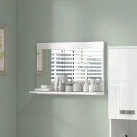 kleankin Oglindă de baie de perete cu raft, design modern și multifuncțional, 60x12x40 cm, alb(m-7)