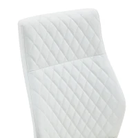 Chaise de salle à manger matelassée motif losange, dossier haut ergonomique, lot de 2, 43x63x100 cm, Blanc+Noir(m-6)