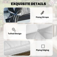 Outsunny Set of 4 Garden Seat Cushion with Ties, 42 x 42cm Replacement Dining Chair Seat Pad, Light Grey(m-6)