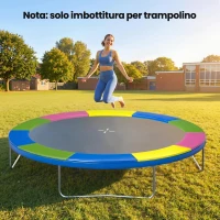 SPORTNOW Copertura Tappeto Elastico Ø305x30 cm Pieghevole e Portatile, in Plastica, PE e Schiuma, Multicolore(m-8)