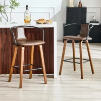 Lot de 2 tabourets de bar avec accoudoirs, design scandinave élégant, assise rembourrée, 54,7x44x88 cm, Marron(m-1)