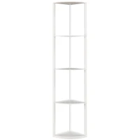 HOMCOM RGB LED Floor Lamp with Shelves, 4-Tier Dimmable Standing Lamp with Adjustable Brightness and Remote Control, Modern Corner Display Shelf Unit for Living Room Bedroom Office, White(m-1)