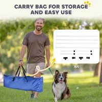 PawHut 4 Pieces Dog Agility Training Equipment, Adjustable Height Jumps Hurdle with Carrying Bag for Outdoor, White(m-6)