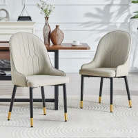 Lot de 2 chaises de salle à manger, dossier motif éclair stylé, déperlante et facile d'entretien, 47.3x44x91 cm, Gris chaud(m-4)