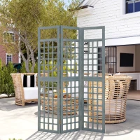 Outsunny 3-Panel Garden Privacy Screen, Freestanding Foldable Wooden Outdoor Divider/Trellis, Decorative Privacy Screen, Grey(m-2)