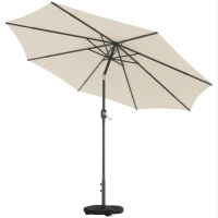 Outsunny Parasol Ø300 cm Kantelbaar Balkonparasol met Draaihendel, Kruisvoet en Zandzak, UV 30+ Inklapbaar Crèmewit(m-1)
