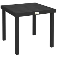 Outsunny 78 cm Garden Dining Table for 4 People, Square Outdoor Coffee End Side Table with Aluminium Legs, Black(m-1)