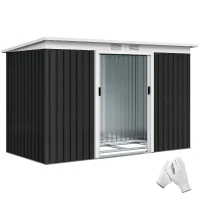 Outsunny Abrigo de Jardim 280x130x172cm Abrigo de Exterior de Aço Galvanizado com Porta Corredeira e Ventilações Cinza Escuro(m-1)