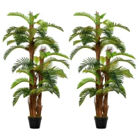 Outsunny Set of 2 Artificial Plant Tropical Fern in Pot, Fake Plants for Home Indoor Outdoor Decor, 150cm, Green(m-1)