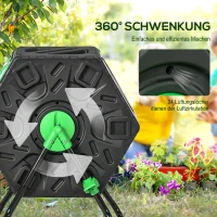 Outsunny Compostbak, 65 Liter Composter, Draaibaar, Compact, 48 Ventilatiegaten, Staal, Kunststof, Groen+Zwart(m-5)