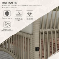 Outsunny Set da Giardino in Rattan da 4 Pezzi con 2 Poltroncine, Divano e Tavolino da Caffè, Kaki e Nero(m-5)