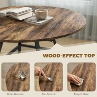 HOMCOM Dining Table for 4 People, 100 cm Round Industrial Kitchen Table with Storage Shelf, Rustic Brown(m-6)