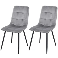 HOMCOM set van 2 eetkamerstoel keukenstoel eettafel schuimstof metaal grijs + zwart 45 x 63 x 90 cm(m-10)