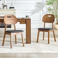 Lot de 2 chaises de salle à manger modernes, poignée de transport et assise rembourrée, facile à nettoyer, 50x44x88 cm, Noir(m-4)
