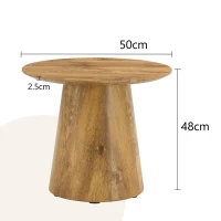 Table d'appoint ronde, patins feutre antidérapants et entretien facile, 50x50x48 cm, Couleur naturelle(m-3)