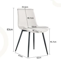 Lot de 4 chaises de salle à manger en similicuir, design moderne, embouts antidérapants, 50x47x83 cm, Blanc+Noir(m-3)