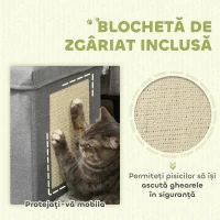PawHut Căsuță pliabilă pentru pisici, în formă de cub, cu pernă și covoraș zgârie-nor, 36.5x36.5x36.5 cm, gri(m-4)
