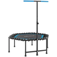 SPORTNOW Trampolín de Fitness 114x114x132 cm con Mango Ajustable de 3 Niveles y Marco de Acero Azul(m-1)