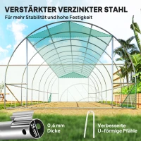 Outsunny Polytunnelkas met kunststofafdekking en stalen frame, begaanbare kastoog met oprolbare deuren, Groen(m-5)
