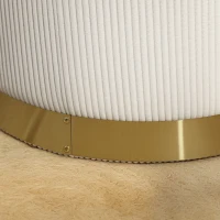 HOMCOM Zitpoef met Opbergruimte, Opvouwbare Poef met Deksel, Stalen Bodem, Ronde Voetenpoef 36 x 36 x 44 cm Crèmewit(m-6)