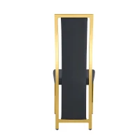Chaise de salle à manger minimaliste européenne, bordure dorée 3D et dossier haut ergonomique, 44x42.7x109 cm, Noir+Doré(m-12)