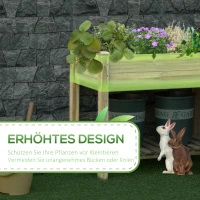 Outsunny Verhoogd Bloembed, Verhoogde Houten Plantenbak met Onderste Plank, Robuuste Constructie, Afvoergaten, 91L x 51B x 76H cm, Groen(m-4)