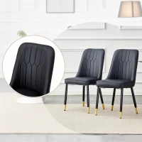 Lot de 2 chaises de salle à manger modernes, assise rembourrée, embouts antidérapants, 43x41.5x89 cm, Noir(m-8)