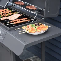 Outsunny 4+1 Burner Gas BBQ Grill, Outdoor Barbecue Trolley with Wheels, Warming Rack, Side Shelves, Cabinet, Thermometer for Garden, Party, Camping, 125W x 51D x 100Hcm, Grey(m-9)