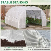Outsunny Tunnelkas, met loopruimte, oprolbare wanden, deur met ritssluiting, gegalvaniseerd stalen frame, afmetingen 4 x 3 x 2 m, kleur wit(m-7)