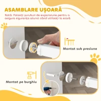 PawHut Poartă de Siguranță pentru Copii și Câini, Extensibilă 76-102 cm, Înaltă 76 cm, Poartă Automată, Montare prin Presiune fără Găuri, Alb(m-7)