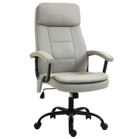 Vinsetto massagebureaustoel in hoogte verstelbare directiestoel gamestoel met massagefunctie ergonomische draaistoel massagestoel linnen look beige 63 x 70 x 112-121 cm(m-11)