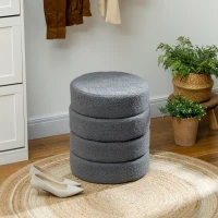 HOMCOM Hocker, rond, teddyfleece, metalen frame, tot 120kg, Φ40x45H cm, Donkergrijs(m-2)