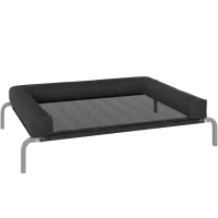 PawHut Lit surélevé pour chien rafraichissant, lit de camp pour chiens intérieur extérieur portable, 110 x 75 x 30 cm, noir(m-1)