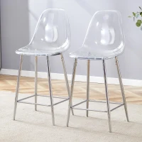 Lot de 2 tabourets de bar transparents, design moderne et aérien, 51x45x102 cm, Argenté(m-1)